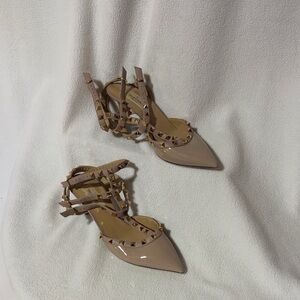 Valentino Garavani Nude Patent Studded Heels